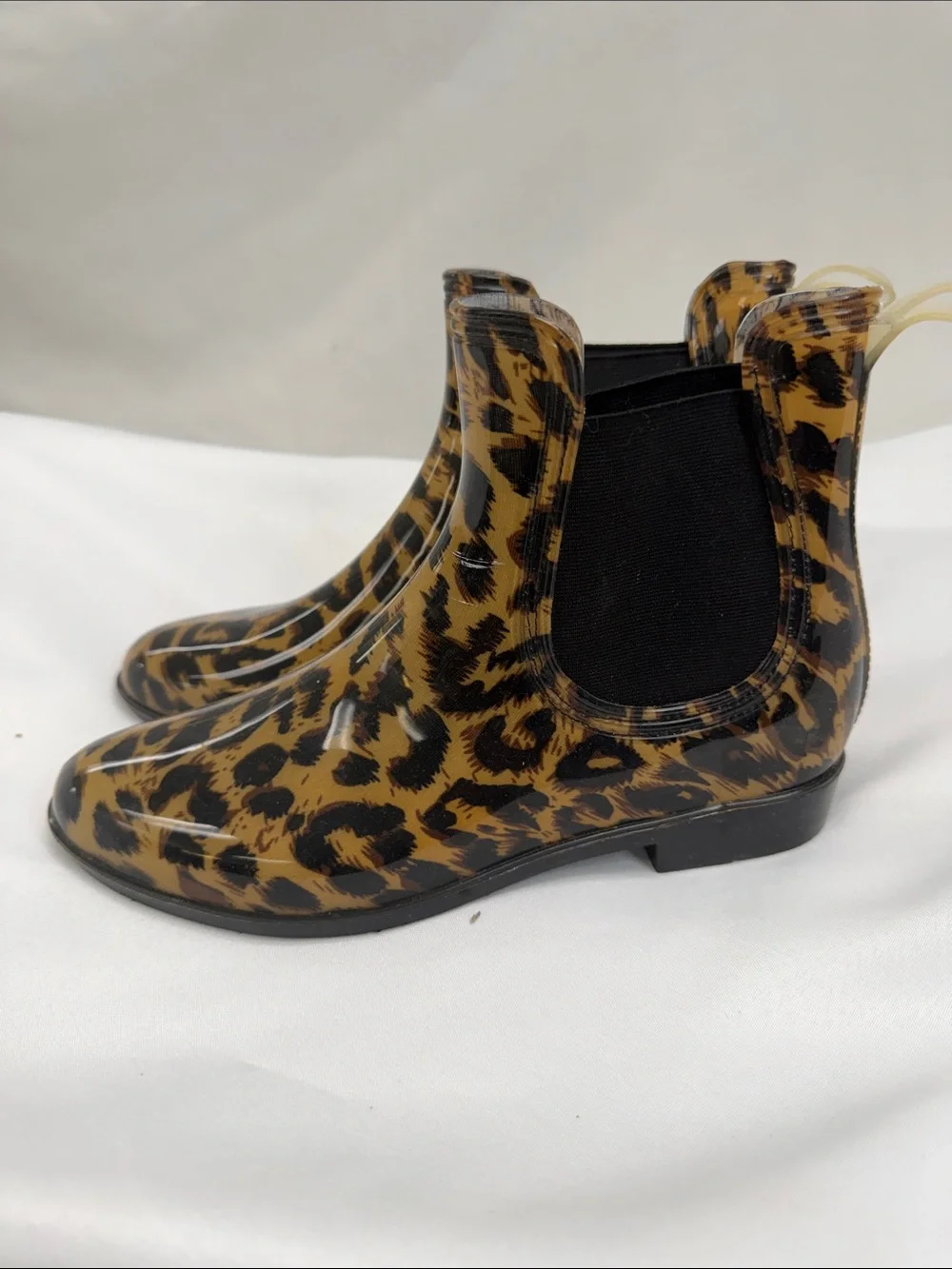 Leopard Print Chelsea Rain Boots - Women's Brown/Black